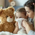 Fetita care isi sufla nasul