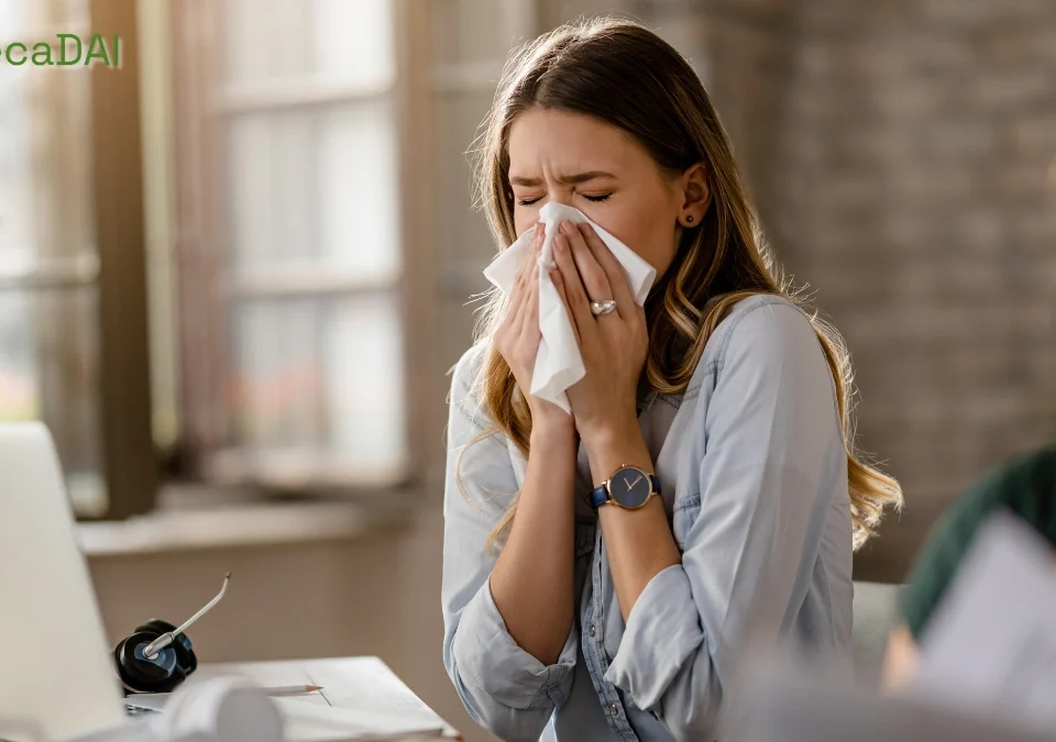 Femeie care stranuta